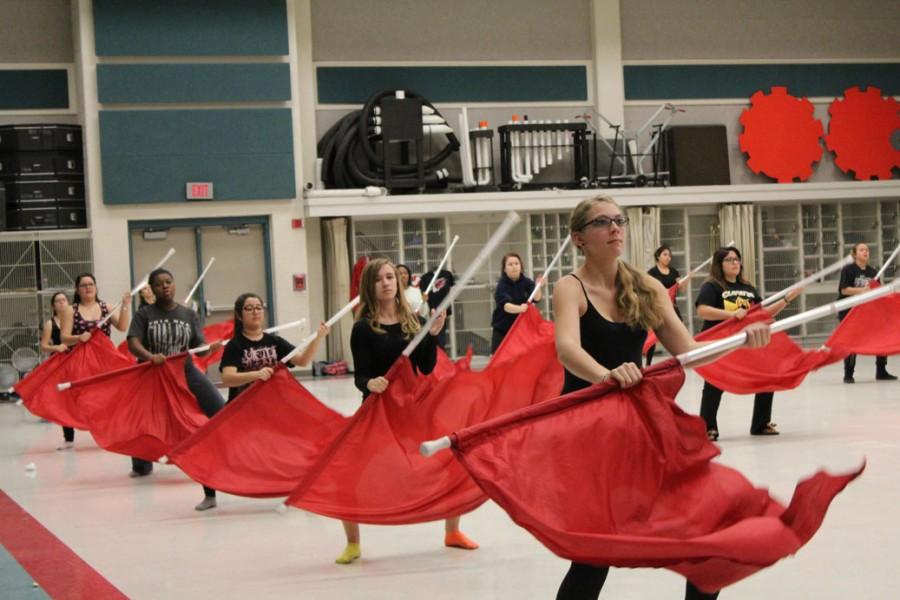 Winter guard practices for their competition on Feb 28, 2014.