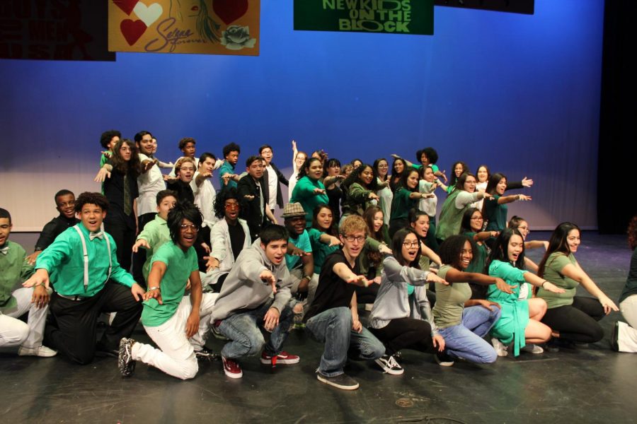 The entire choir poses at the end of Rocket Revue. This is the 36th annual event.