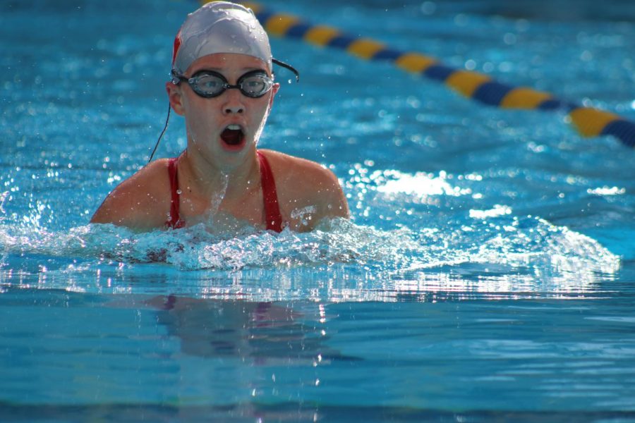 A Judson swimmer glides through the water. The swim team jumped from a 24 to 45 man roster earlier this year.