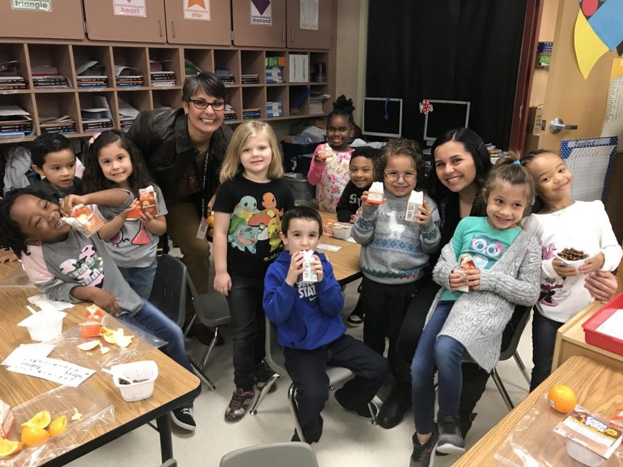 During a nutritious breakfast, elementary students of JISD smile with their milk and breakfast foods. JISD implemented “Breakfast in the Classroom” at five elem. and at the JCARE.