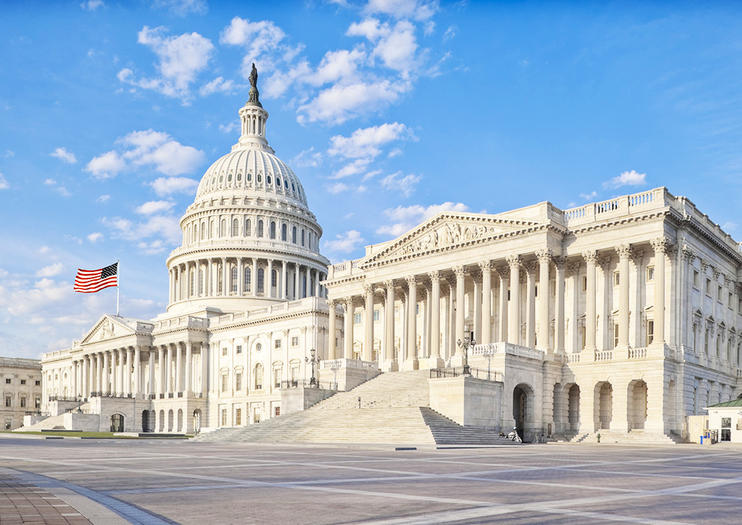The United States Capitol houses the House of Representatives and the Senate.
