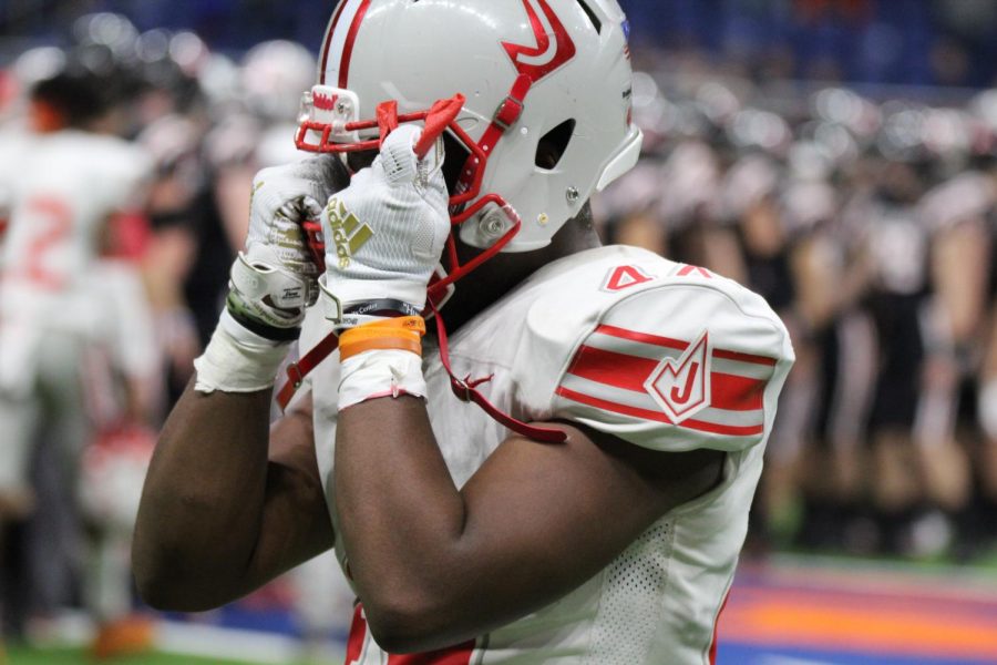 Junior Donnie Moody shows frustration after their lost against Lake Travis. The Rockets ended their season 12-2.