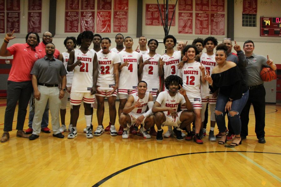 The boys basketball celebrates their last game of the regular season against Clemens. They will enter the playoffs on Tuesday, February 25, at Seguin High School  against Buda Hays.