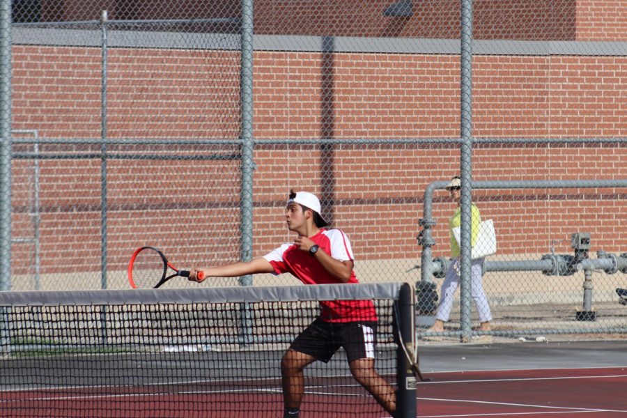 Seniors Maximiliano Reyes takes a shot at the ball during his game against Clemens. The Rockets started their fall season against the Buffaloes earlier this week.