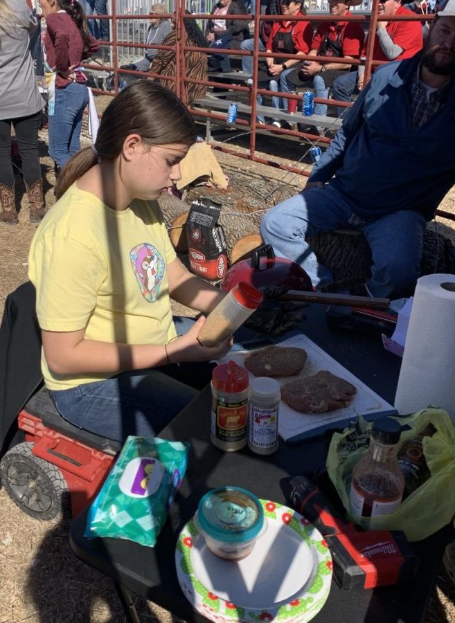 Judson FFAs Addison Wolfe competes in the Junior Pitmaster competition