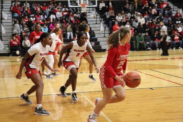 Lady Rockets Fall to Wagner In Packed Rivalry Game