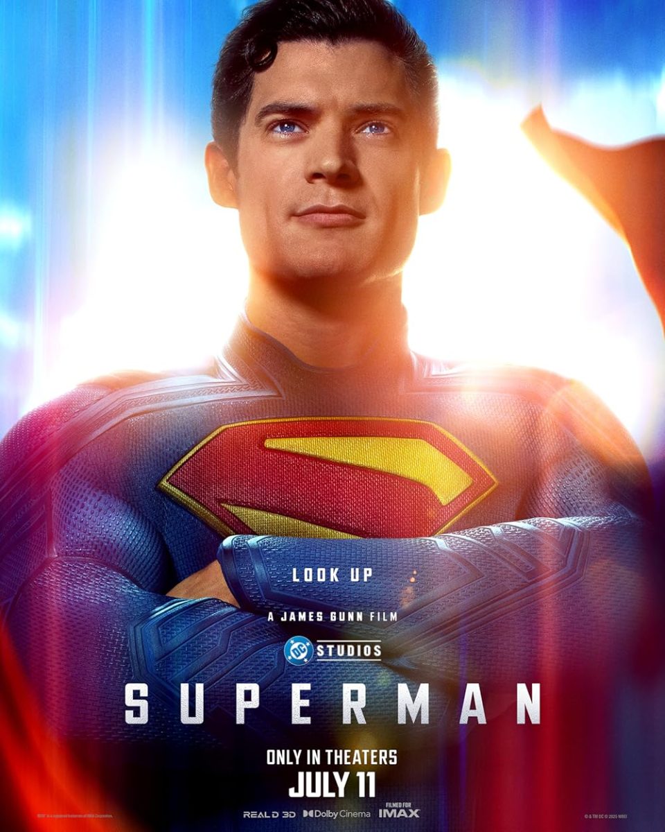 The official movie poster for Superman (2025).