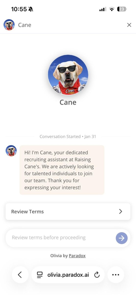When applying to Cane's, job applicants receive messages from "Cane."